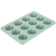 12-Cup Nonstick Aluminized Steel Muffin Pan, Pistachio