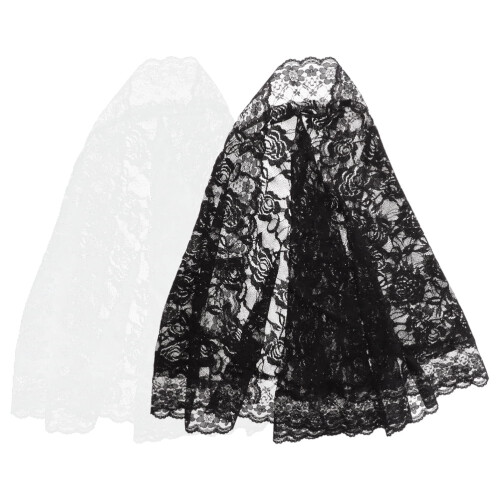 Velo da sposa in pizzo, velo corto da matrimonio, 2 pezzi