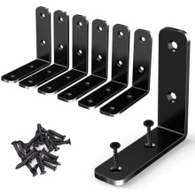 6Pcs 65x65mm L-Bracket Corner Braces, Heavy-Duty Stainless Steel 90 Right Angle Brackets for Wood Shelves, Tables, Chairs, Dressers – with Screws,