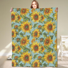 Sunflower Blanket – Vintage Yellow Floral Throw, Lightweight Soft Fleece, 40x50in, for Sofa, Picnic, Bed & Travel – Gift for Women & Flower Lovers