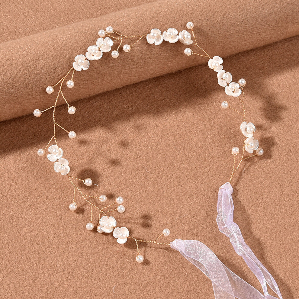 Crystal bridal headband with faux pearls