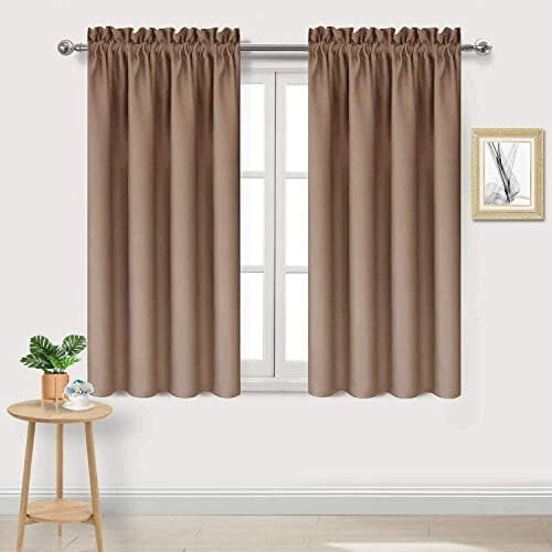 Cortinas Blackout Térmicas Isolantes Cáqui 42x45 polegadas (Conjunto de 2)