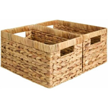 Water Hyacinth Storage Basket with Handles (Medium, 2-Pack)