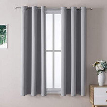 Small Grommet Window Curtains 29x50 in, Thermal Insulated & Room Darkening, Light Grey (2 Panels) – Compatible with Standard Rods