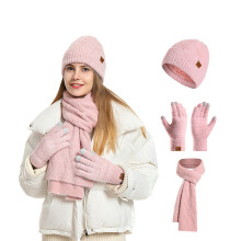 Hat Scarf Glove Set For Women Beanie Hats Warm Winter Glove Knitting Beanie Hat Touch Screen Gloves Cold Weather Outdoor Activities