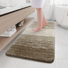 Tappeto da bagno in microfibra a pelo lungo antiscivolo, 59x24 pollici, colore caffè.
