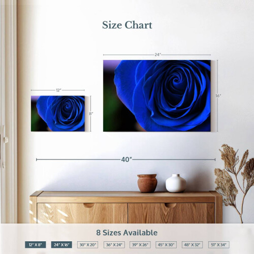 Quadro em tela com arbusto de rosas azuis, 61 x 41 cm (24 x 16 polegadas) 2