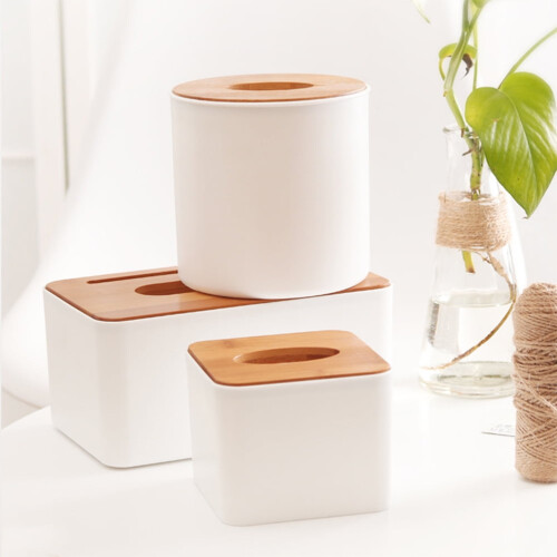 2er-Pack Taschentuchboxhalter aus Kunststoff und Holz 2