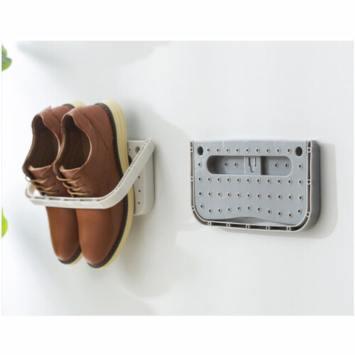 1Set Blue Foldable Shoe Rack PP ABS Plastic Wall Mounted Non Slip For Home Organization 1