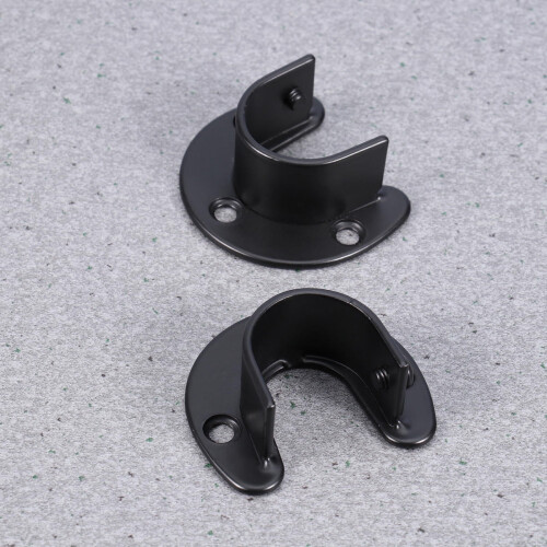 2Pcs Closet Pole Socket for Hanger Pole Holders Heavy Duty Black 2