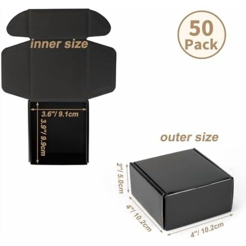 Caixas de envio pretas, tamanho 9x6x4 polegadas, conjunto de 50 unidades 1