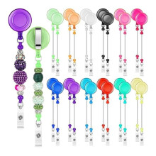 24 Pièces Bobine de Badge Perlée Support de Clips Rétractables pour Perles en Vrac Barre Vierge Nom D'Identification pour Fournitures de Bureau