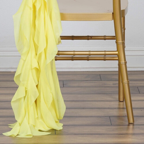 Gelbe Stuhlschleife aus gewelltem Chiffon 1