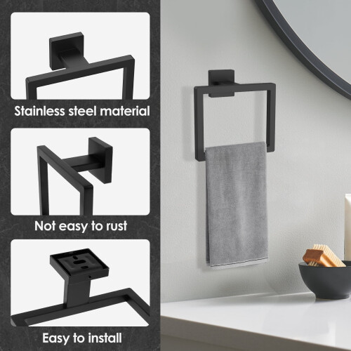 Stainless Steel Square Towel Holder Ring 2 Pack 2