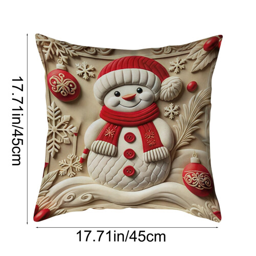 Housse de coussin de Noël en coton 45x45cm avec fermeture éclair invisible 2