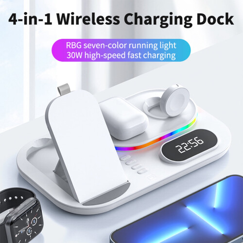 Ασύρματος σταθμός φόρτισης 4 σε 1 για iPhone, Samsung, iPad 2