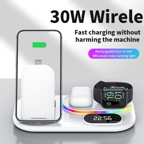 4-in-1 Wireless Charging Station for Android, iPhone, Apple, Samsung & iPad 2