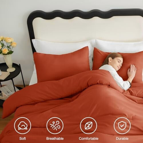 Terracotta King Comforter Set Burnt Orange 3-Pc 2
