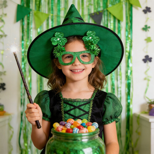 St. Patrick's Day glasses frames with shamrock design green 2