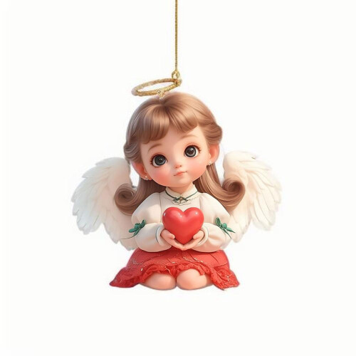 Acrylic Heart Angel Pendant Keychain 2 pcs 2