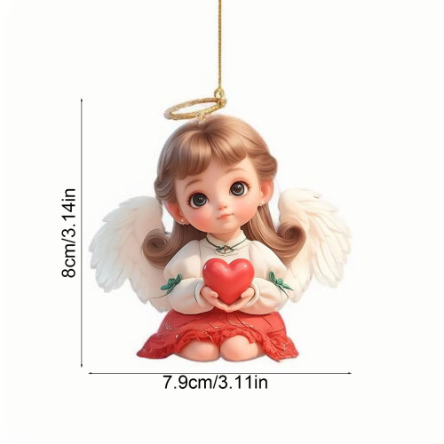 Acrylic Heart Angel Pendant Keychain 2 pcs 1