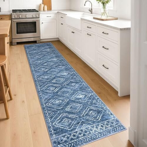 1,2 m x 1,5 m skridsikkert polyestertæppe med geometrisk design 1