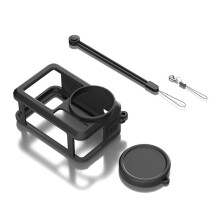 For Action 5 Pro Silicone Case Protective Cover Anti-Fall and Anti-Lost Rope Sports Camera Accessories Black