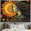 Tapeçaria de parede boho com sol e lua 2