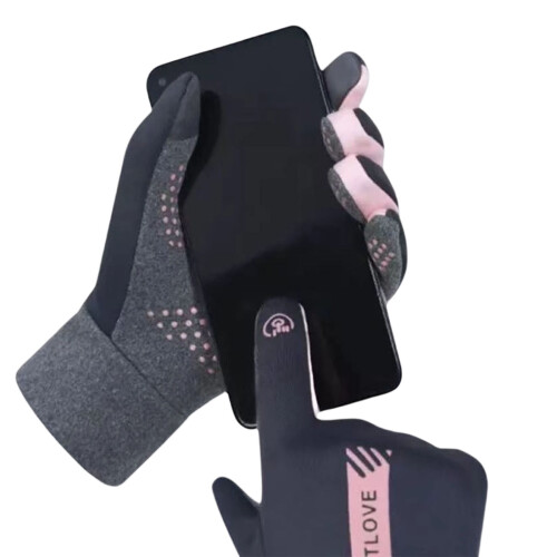 USB Heated Touchscreen Gloves Pink One Size 2