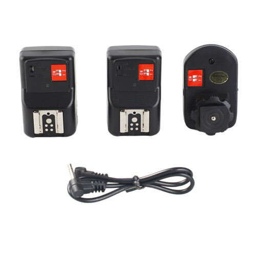 4 Channels Wireless Remote Flash Trigger 433Mhz Universal 1 Transmitter And 2 Receivers Black 1