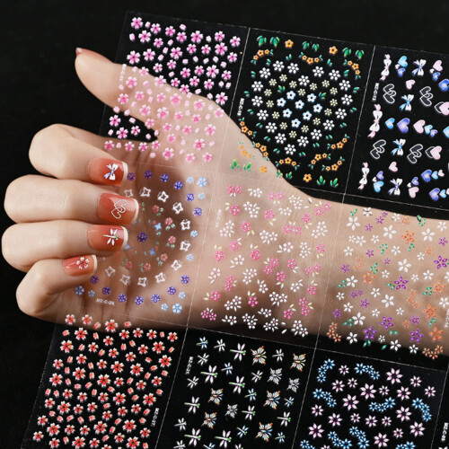 30 Nagelsticker – Schwarz, Weiß & Farbe 1