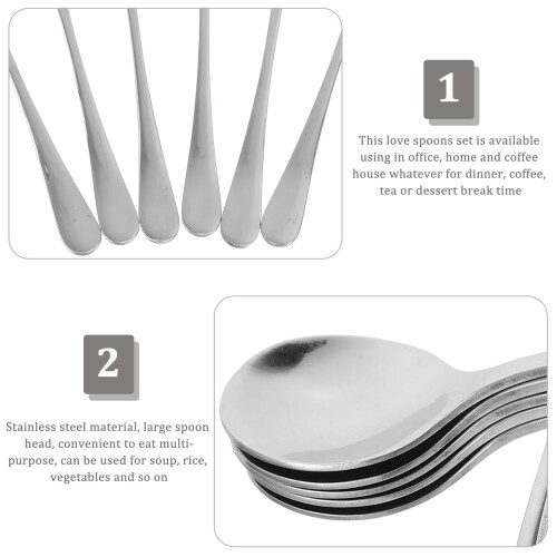 Metal Soup Spoons Silverware 6 Pieces 2