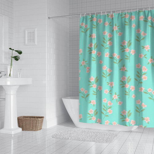 Cortina de chuveiro com estampa floral, 84x72 polegadas, com 12 ganchos. 1