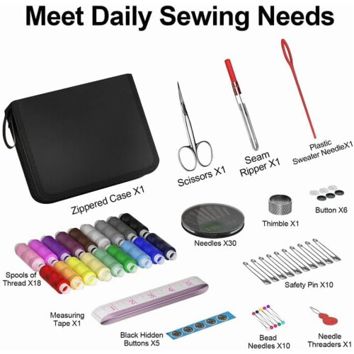 Sewing Kit Basic with Thimble Sewing Supplies and Accessories for Adults,Beginner,Home,Travel 1