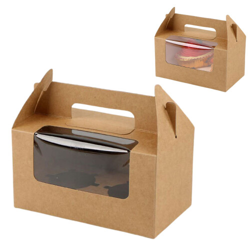2 Pack Window Cupcake & Takeout Container With Easy Carry Handle Secure Frosting For 2 Cupcakes Or 1