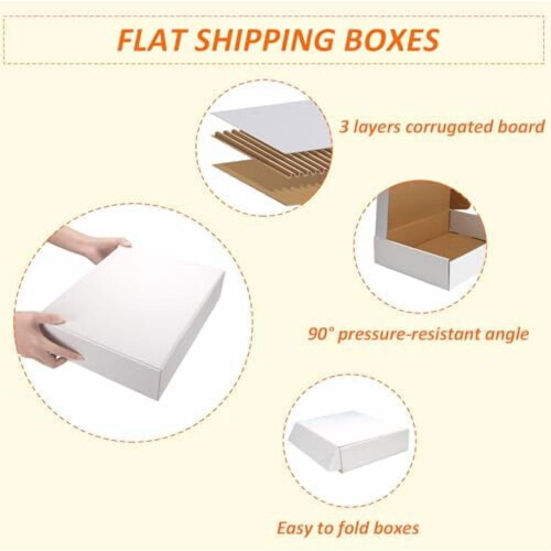 Caixas de envio de papelão ondulado branco, 33 x 25 x 8 cm (13 x 10 x 3 polegadas), conjunto de 25 unidades 1