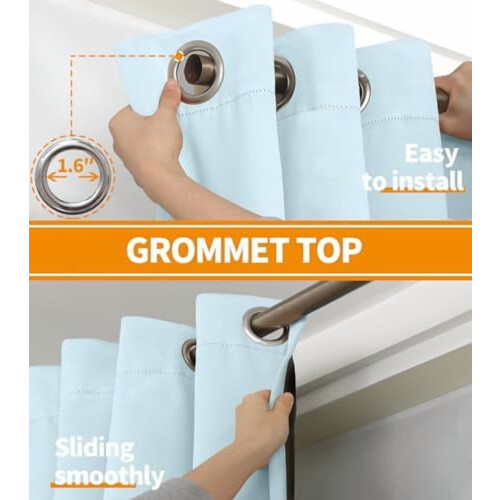 Κουρτίνες συσκότισης 100% Baby Blue, 42x54 ίντσες, 2 πάνελ, θερμομονωτικές, με μείωση 2