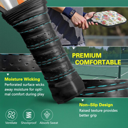 Σετ κουπιών Pickleball από fiberglass με λουλούδια, 2 μπάλες και τσάντα – Συμβατό με 2