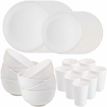 Conjunto de louça de palha de trigo branca, 32 peças para 8 pessoas
