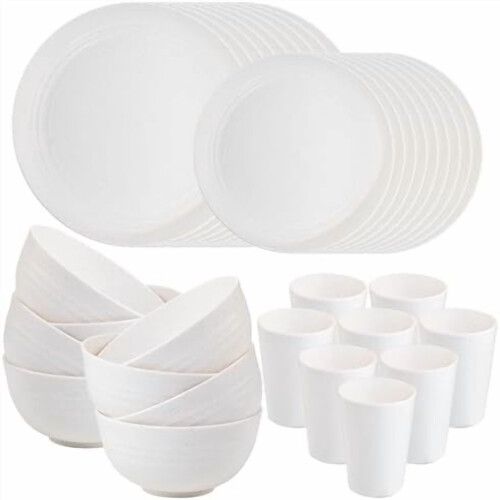 Wheat Straw Dinnerware Set White 32 pcs for 8