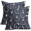 Fodere per cuscini autunnali con zucche nere, 45x45 cm, set da 2 1