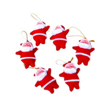 Ensemble de 6 décorations de sapin de Noël floquées rouges représentant le Père Noël