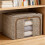 Transparent Storage Container with Fabric Lid, Stackable & Foldable Clothes Organizer Box – Compatible with Wardrobe, Sweaters, Blankets 6