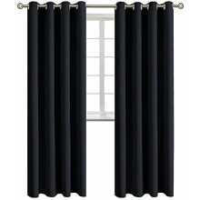 Blackout Curtains for Living Room - Grommet Thermal Insulated Room Darkening Curtains for Bedroom, 2 Panels of 52 x 95 Inch, Black