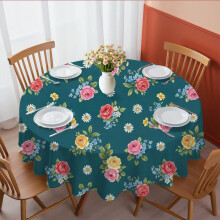 Pioneer Flower Floral Print Pattern Round Tablecloth 60 X 60 Inch, Wrinkle Resistant Wipeable Table Cloth for Kitchen Dining Picnic Patio Party