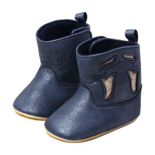 Warm Cowboy Boots for Kids, Soft Sole First Walking Shoes, Compatible with Toddlers 18-24M, Blue