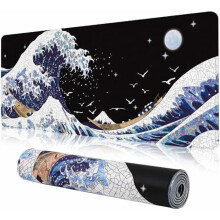 Alfombrilla de ratón XXL para juegos de 80 x 30 cm, impermeable y antideslizante, diseño de anime en blanco y negro para escritorio, portátil,