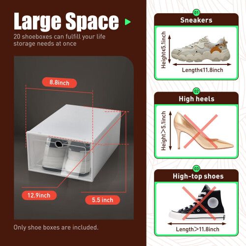 Skoopbevaringskasser Klar Plast Foldbar Stabelbar 20 stk. 1