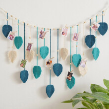 Macrame Woven Wall Hanging Tapestry,Tassel Tapestry Boho Chic Handmade Wall Hangers Decor Photo Display,,Leaves-Feather 29.5 x 47.3 inch
