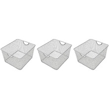Wire Pantry Organizer Baskets (3 Pack, 10x9x6") – Mesh Metal Storage Bins for Shelves, Cabinets, Countertop – Compatible with Standard Pantry